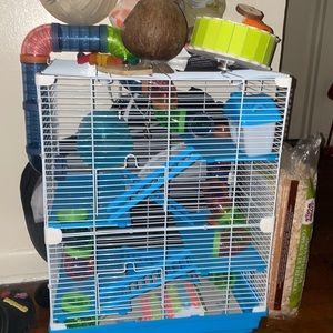 Hamster cage with accessories (preferably sold as set)